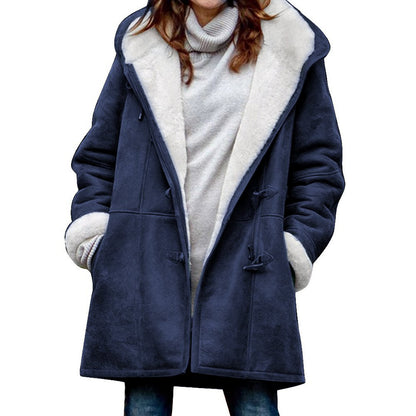 🔥⛄【Ograniczona zniżka 50%】✨【S-5XL】Nowa modna ciepła damska kurtka z kapturem i podszewką ze zamszu i polaru