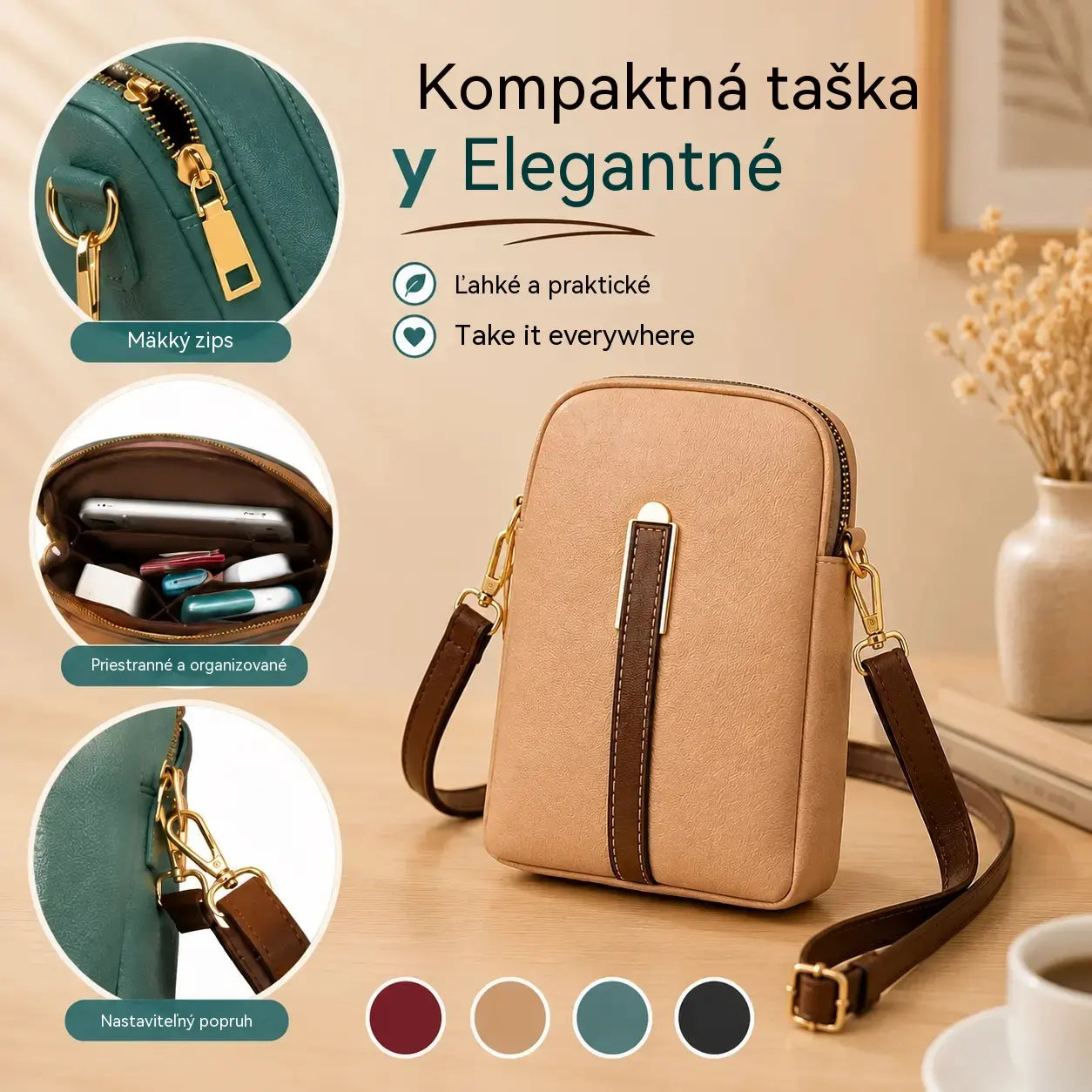🔥✨【Zľava 50 %🔥】Štýlová a elegantná dámska malá crossbody kabelka z pravej kože