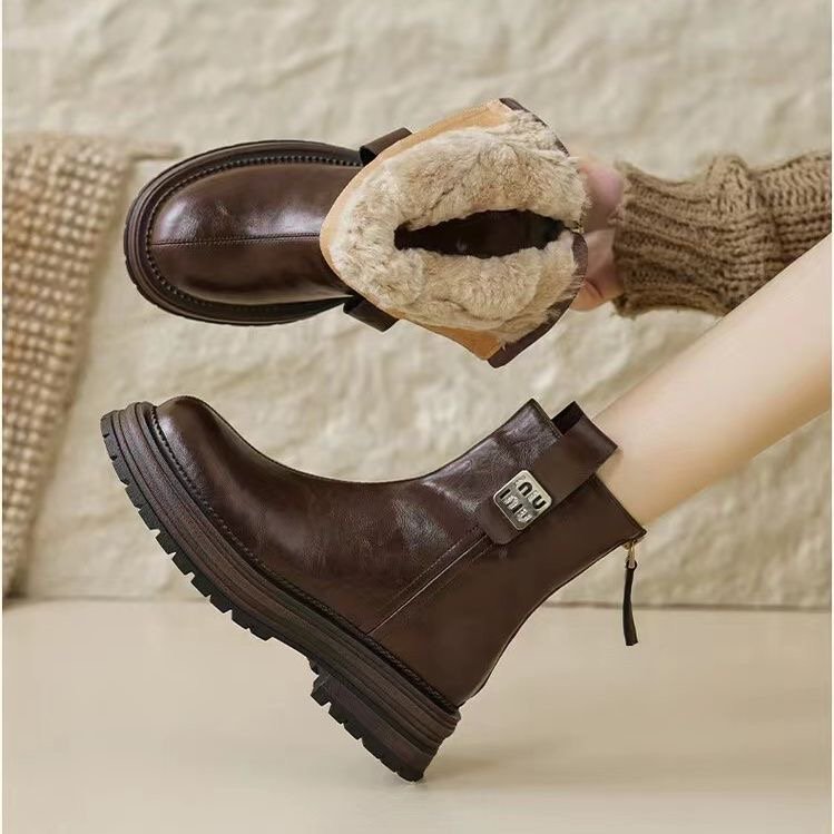 🔥👢【35-40】2024 zimowe nowe modne damskie buty Martin w stylu Retro z naturalnej skóry