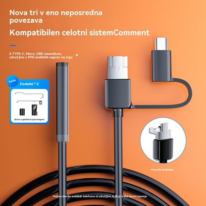 🔍💥【Plačilo ob dostavi】💥🔎 (Type-C, USB, Micro USB) 【3,5 m】Vodoodporni endoskop 3 v 1