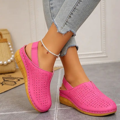 🌿👡 【Oferta limitada mitad de precio】(tallas 36-43) Zapatos de verano 2026 de cuero genuino: diseño slip-on con plataforma cómoda, modelo perforado transpirable para exterior