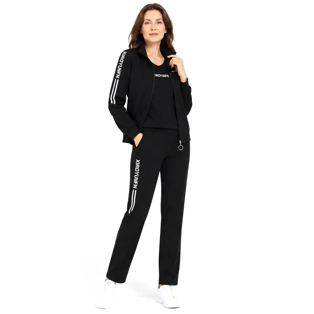 🔥💕【M-6XL】Dámsky elegantný trojdielny športový overal (bunda na zips + tričko + nohavice)! ✨
