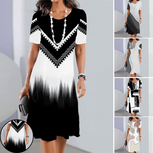 🥰Najniža cijena ograničeno vrijeme👗【XS-5XL】Seksi haljina s okruglim izrezom i printom iz 2026. za žene