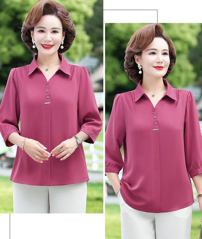 💥💐2025 nowa koszula szyfonowa z klapami w jednolitym kolorze