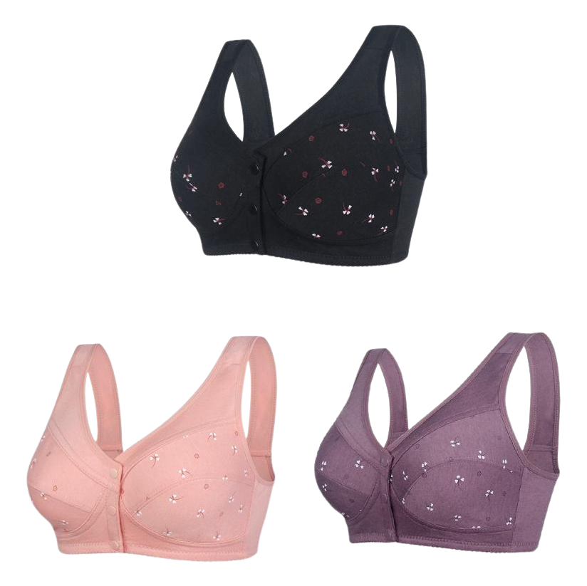 ✨💞【Koty 40-105】Elegancki bawełniany biustonosz zapinany z przodu dla pań w średnim wieku--3708411