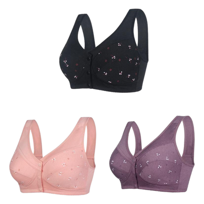 ✨💞【Koty 40-105】Elegancki bawełniany biustonosz zapinany z przodu dla pań w średnim wieku--3708411