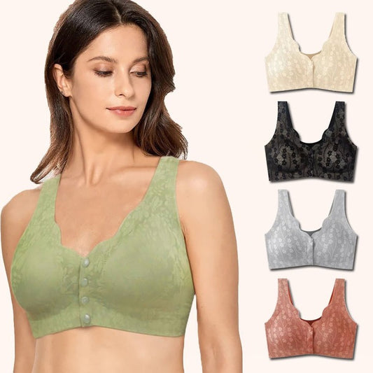 😍✨【Pakiet 2 sztuk】Biustonosz damski zapinany z przodu, bez fiszbin, miękkie, wygodne i oddychające ❤️【40-100kg】