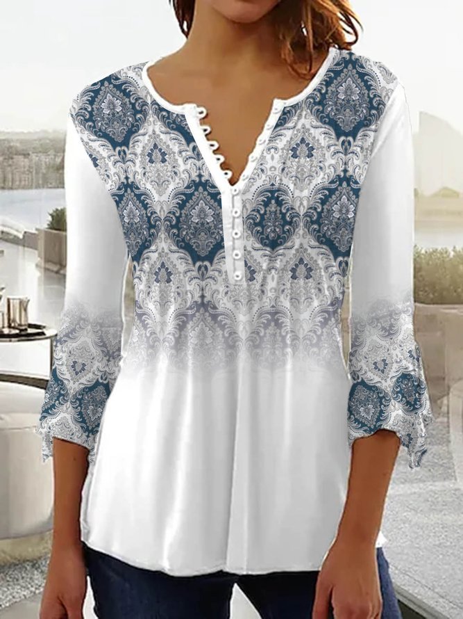 😍【50% zniżki!】Stylowa damska koszulka z dekoltem w serek [S-5XL], z bardzo nowoczesnym nadrukiem.