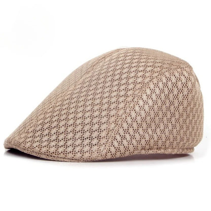 💨Męska czapka z daszkiem typu kaszkiet (fason „duckbill”) z przewiewnej siateczki, rozmiar 56–58 cm.
