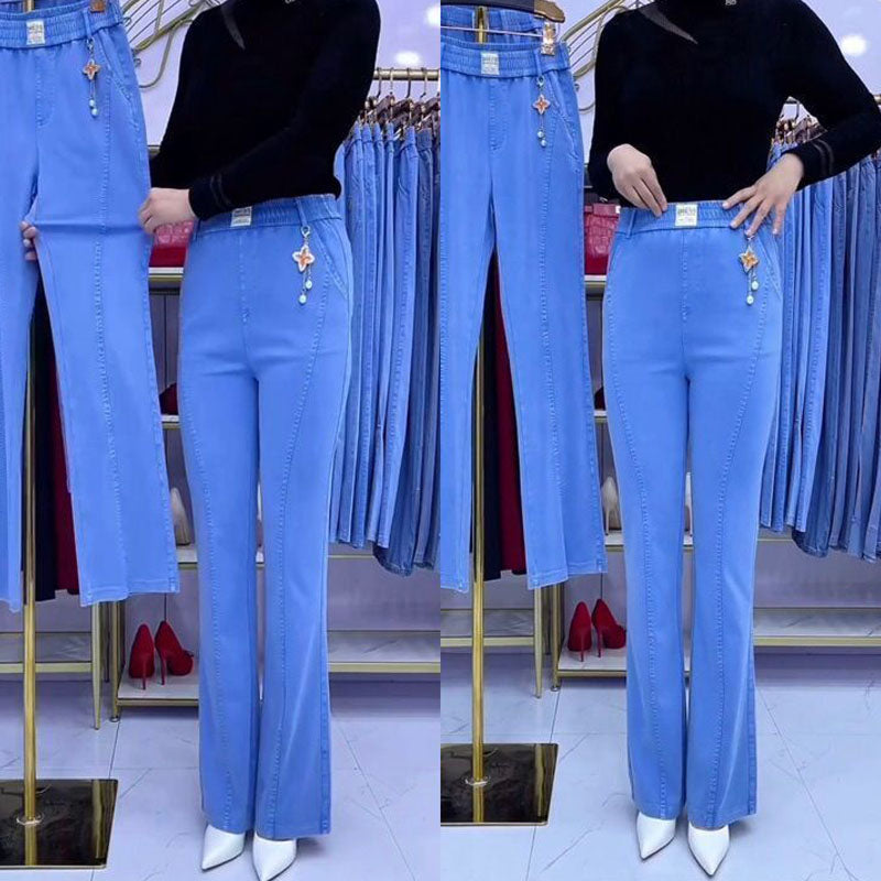 👖【високо качество】【M-4XL】Дамски еластични дънки с висока талия
