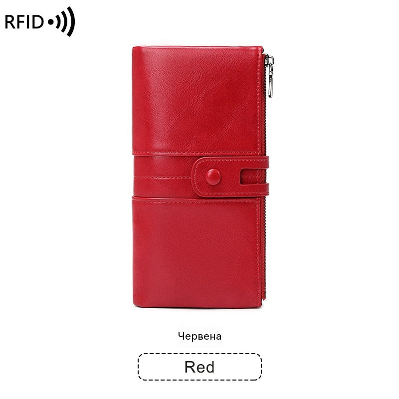 💼🔥【50% отстъпка】Многофункционален дамски портфейл, ръчно изработен от кожа, против кражба, двоен цип