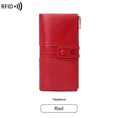 💼🔥【50% отстъпка】Многофункционален дамски портфейл, ръчно изработен от кожа, против кражба, двоен цип