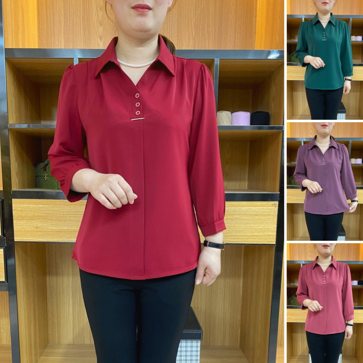 💓💓2024 nowa jesienna szyfonowa koszula z długim rękawem-3751988