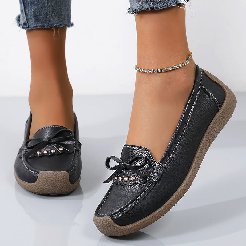 【35-44】 2025 nowe stylowe damskie buty casual ze skóry, miękka podeszwa, miękka cholewka-3923616
