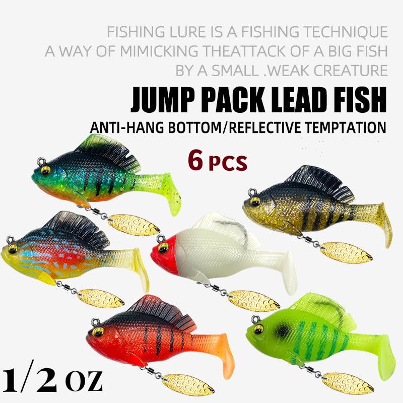 🔥【Juego de 6 piezas-6 colores】🐟Cebo blando para peces/señuelo artificial, para lanzamiento a larga distancia, antienganches, con cola en T y peso de plomo. ✅️Pago contra entrega