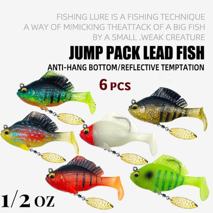 🔥【Juego de 6 piezas-6 colores】🐟Cebo blando para peces/señuelo artificial, para lanzamiento a larga distancia, antienganches, con cola en T y peso de plomo. ✅️Pago contra entrega