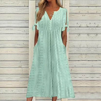 【🏆Najlepiej sprzedające się produkty】👗Prosta i delikatna sukienka w jednolitym kolorze3894834