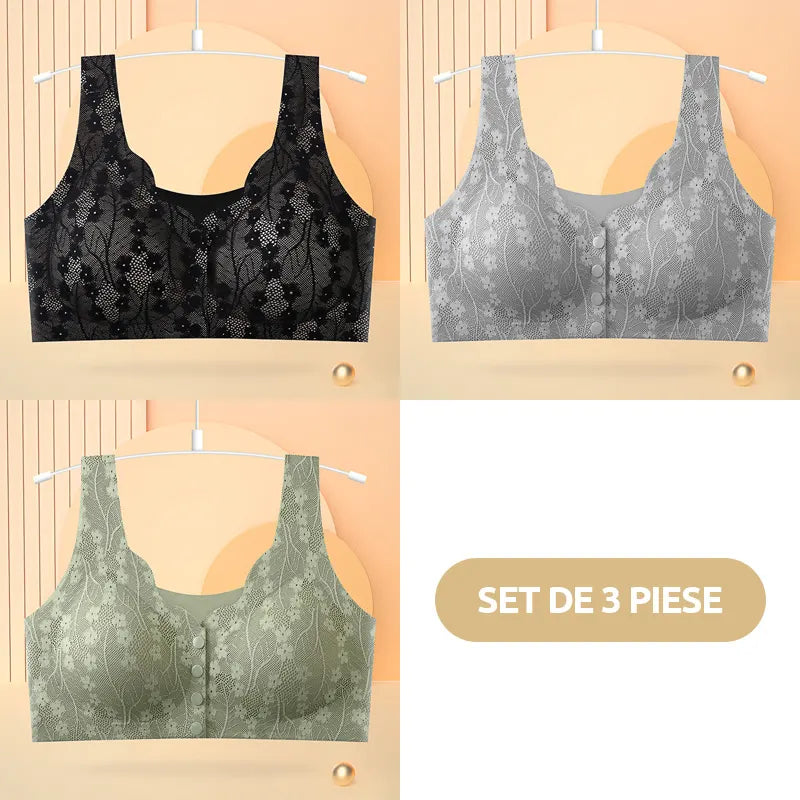 😍【Set od 3 dijela】 ❤️【40-100 kg】👙Prekrasan ženski čipkasti grudnjak s kopčanjem sprijeda, bez žice