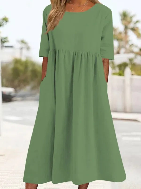 💥👗【S-5XL】2025 Bawełniana Casualowa Sukienka Z Kieszeniami