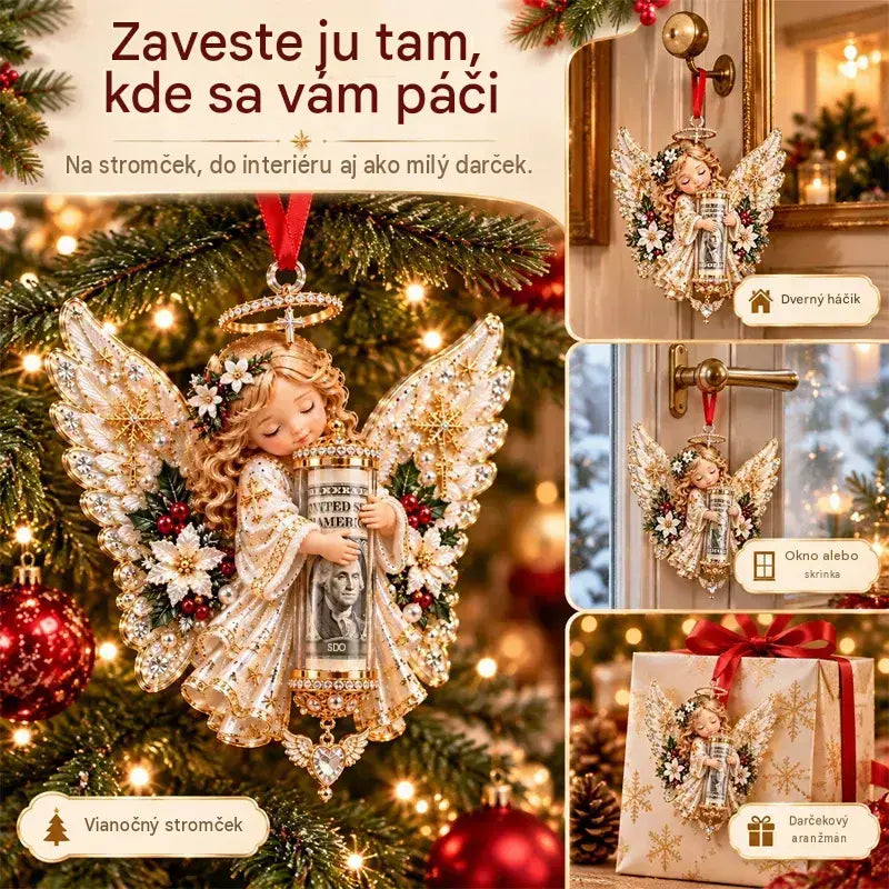 ✨ Vianočná dekorácia v tvare anjelika (možno použiť aj ako držiak na darček v hotovosti)