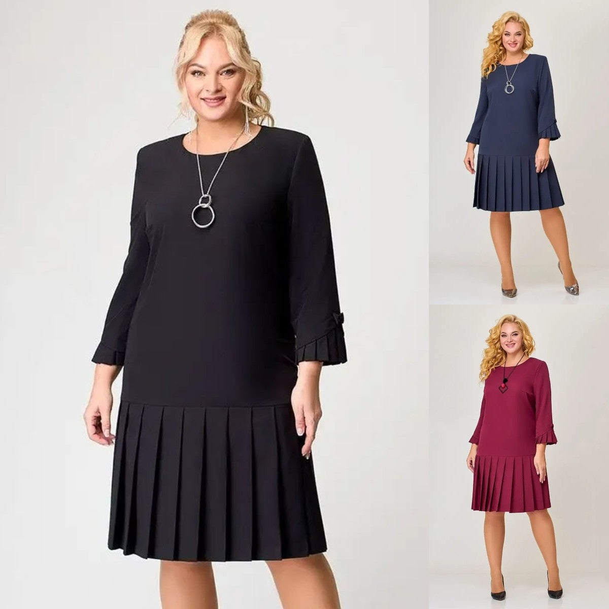 💌【Letnia promocja】👗【S-5XL】👗 Nowa gorąca wyprzedaż wysokiej jakości, jednokolorowa, elegancka sukienka