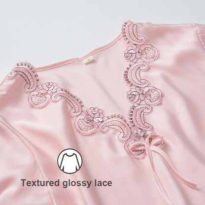 🔥 【M-4XL】 Dwuczęściowy zestaw piżamy z lodowego jedwabiu