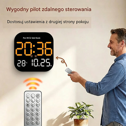 🕰️ Cyfrowy zegar do domu i biura o podwójnym zastosowaniu: Delikatnie Cię obudzi, pożegnaj się z uciążliwymi alarmami! Regulowana jasność, cicha praca w nocy. Posiada również wyświetlacz temperatury. 🌙