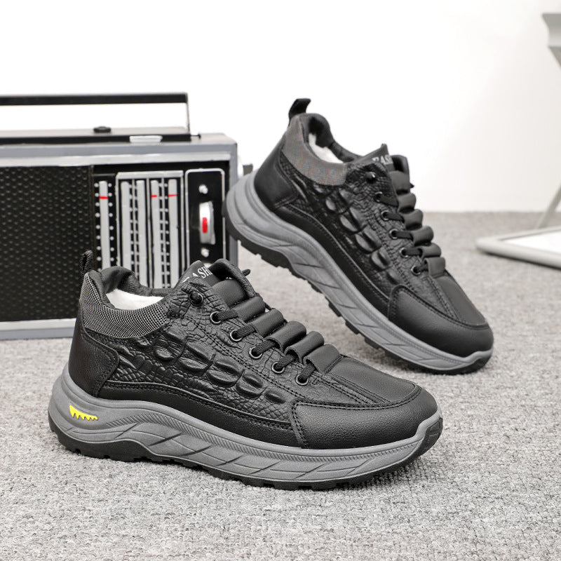 🥾Ciepłe, zimowe buty męskie z aksamitu, ze wzorem krokodyla, niezbędne podczas wypoczynku na świeżym powietrzu