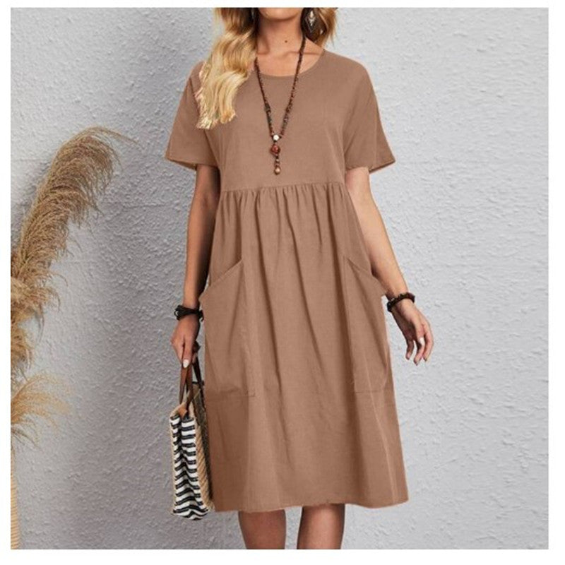 🔥💕【Specjalne oferty letnie✨】【S-5XL】2025 nowa letnia sukienka, czysty kolor bawełny i lniany materiał, wygodna i oddychająca