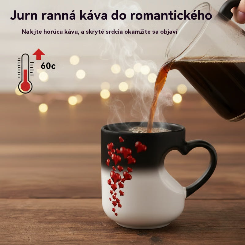 📢📢50% zľava!!! ⏰ Valentínsky keramický hrnček s rúčkou v tvare srdca, ktorá mení farbu💝✨