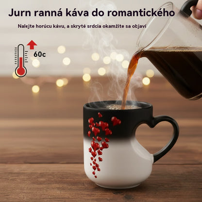 📢📢50% zľava!!! ⏰ Valentínsky keramický hrnček s rúčkou v tvare srdca, ktorá mení farbu💝✨