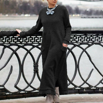 🔥👗【S-5XL】2025 Zima ❄️ Stylowa sukienka maxi z dzianiny i koronki + aksamitna bluza – moda i komfort w jednym! ✨