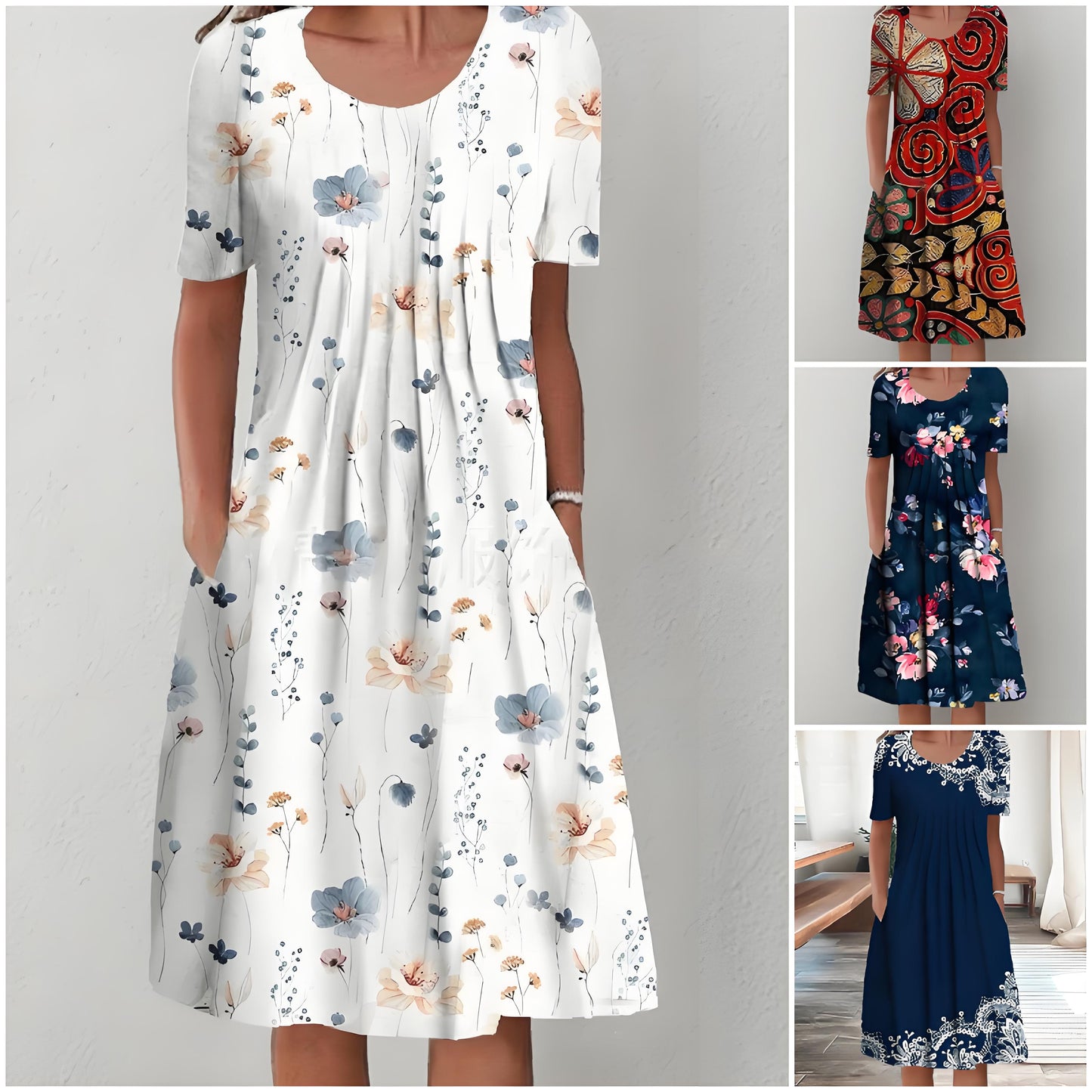 🔥Promocje letnie💗【S-5XL】2025 Nowa elegancka sukienka midi z nadrukiem ogrodowym