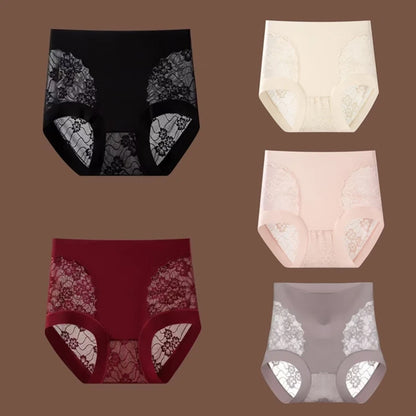 🎀🩲【Balení 5 kusů】🔥【40-120 kg】Dámské krajkové kalhotky, bezešvé, vysoká elasticita, kontrola bříška a zvednutí hýždí