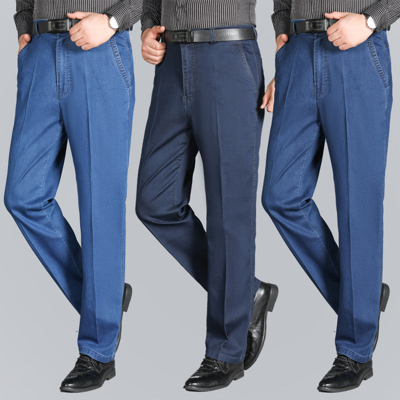 👖👖【Letnia gorąca wyprzedaż】🔥【55-110KG】2025 Letnie nowe męskie dżinsy w dużym rozmiarze z wysokim stanem, lekka tkanina, szczególnie oddychające i wygodne