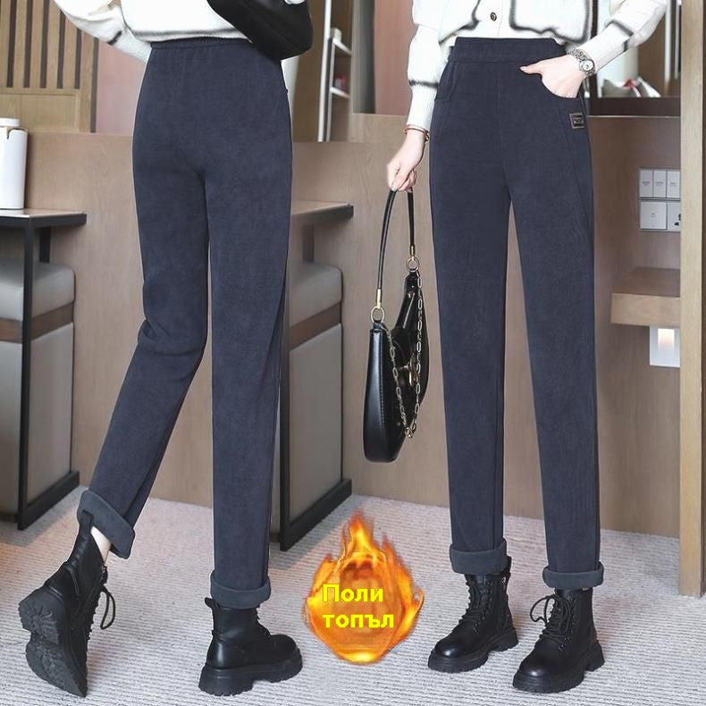 🎀💖Дамски ежедневни панталони тип „харем“ с висока талия и поларена подплата, свободна кройка, висока талия. Преминете през зимата лесно