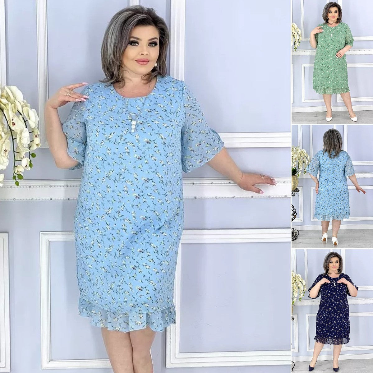 💟【S-5XL】👗2024 nowa elegancka sukienka z szyfonu w kwiaty
