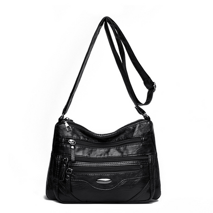 🔥【50% de descuento】💟 Bolso de hombro de piel auténtica de gran capacidad, versátil y elegante, con múltiples compartimentos.