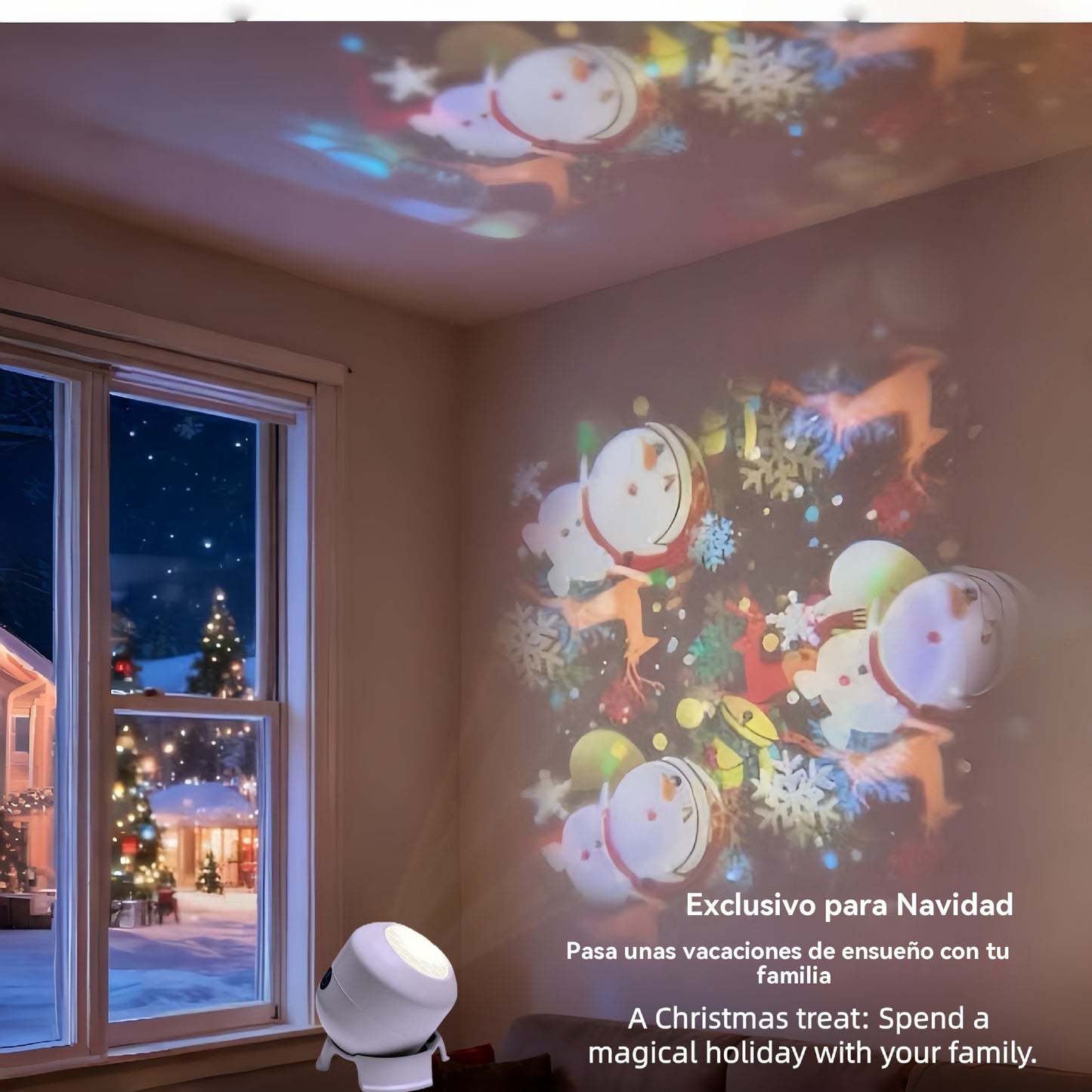 ⛄🔥【¡Oferta limitada al 50%!!】⛄Proyector LED giratorio dinámico，Crea rápido un ambiente festivo decorativo.