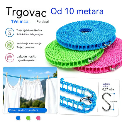 💥【3 komada】🔗 Neklizajuća i vjetrootporna užad za rublje 👕 Sprječava kaos s rubljem na vjetru 🌬️
