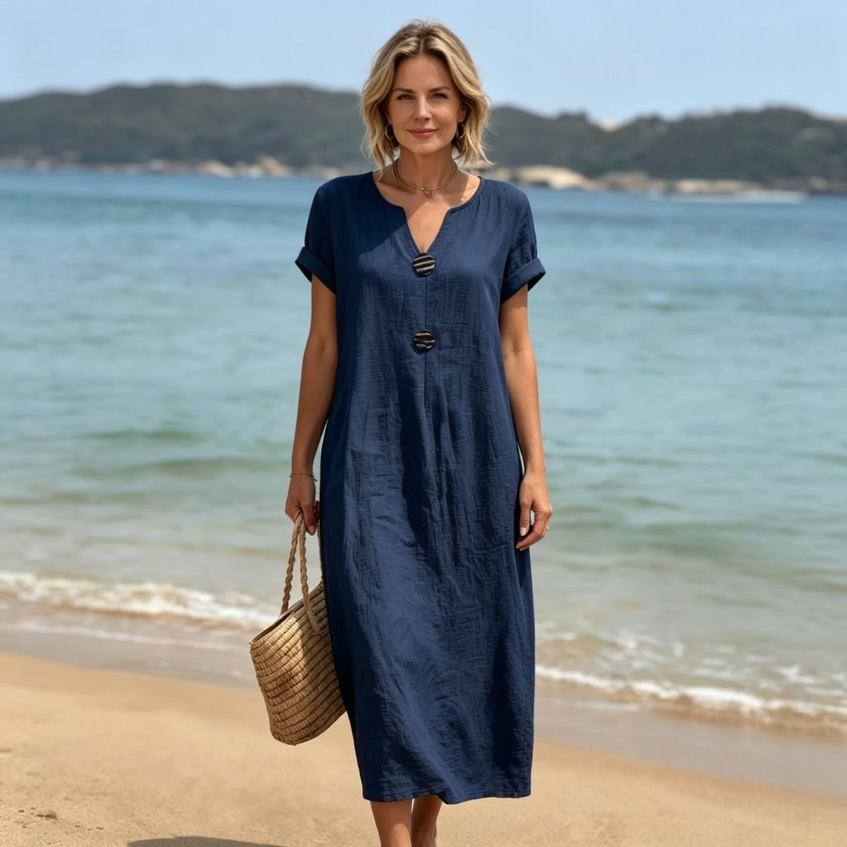 ✨【S-3XL】Vestido elegante de lino y algodón – Comodidad y frescura