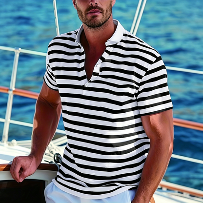 👕🔥【50% taniej】[S-7XL] Męska letnia koszulka polo w paski (styl sportowy)
