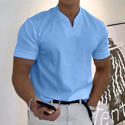 💪👔Polo deportivo para hombre en tallas grandes, de algodón elástico