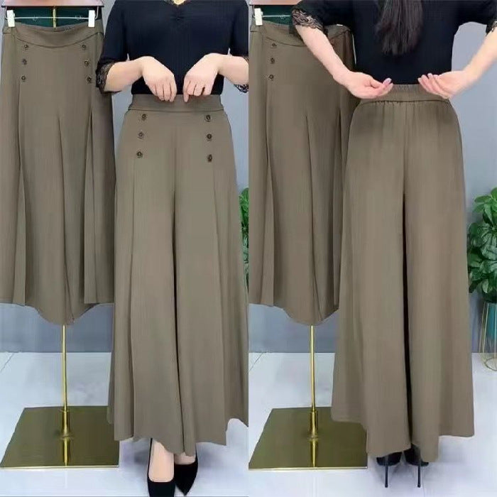🔥✨【Ограничени количества】【M-5XL】Модерни дамски ежедневни плисирани панталони с висока талия и широки крачоли