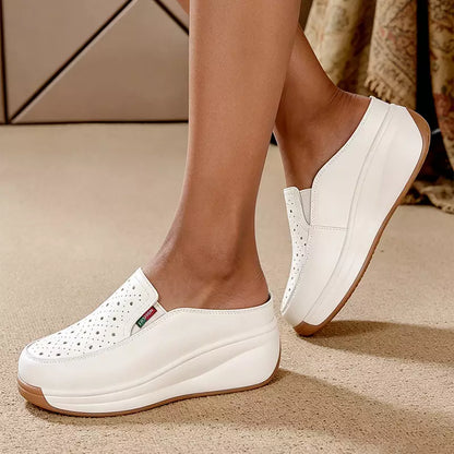Mules de piel auténtica con un diseño ergonómico y suela gruesa que proporciona un cuidado integral para tus pies: transpirables, fáciles de poner y quitar, ¡y sin dolor! ✨