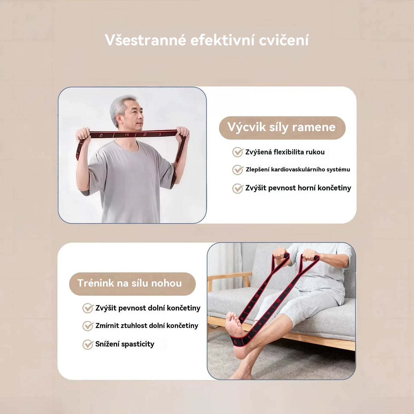 🦵【Kupte jeden, druhý dostanete zdarma】🔥 Rehabilitační odporová guma, používaná ke zvýšení svalové síly a protažení nohou, vhodná pro osoby středního a staršího věku.