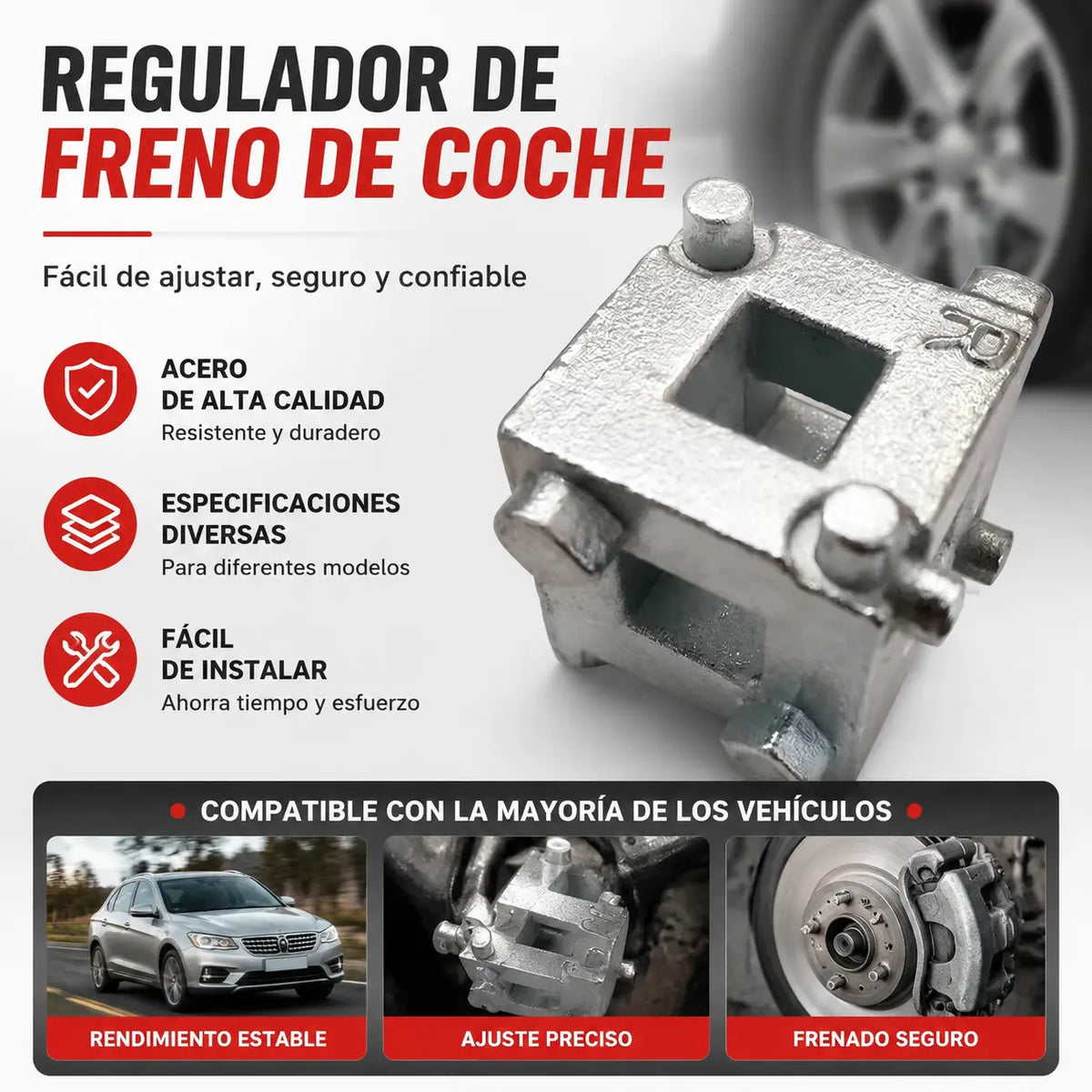 🔧 Herramienta de compresión de pistones de pinza de freno – Universal, función de trinquete de 360° 🚗✨