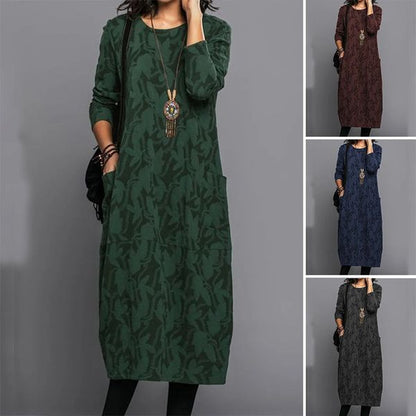 🔥✨【S-3XL】【50% zniżki🎉】Nowa zimowa damska sukienka z nadrukiem, modna, retro i elegancka