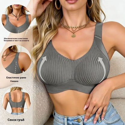 🔥👙【Купете един, вземете втори безплатно】Дамски сутиен без банели от една част❤️Удобен и дишащ