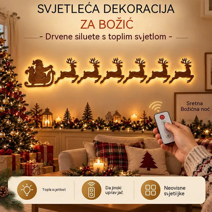 🦌✨ LED zidni dekor s sobovima | Osvijetljeni božićni ukras | Toplo osvijetljeni zidni ukras prikladan za dom i ured 🎄